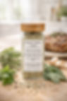 Signature Pork Blend seasoning jar with herbs and garlic