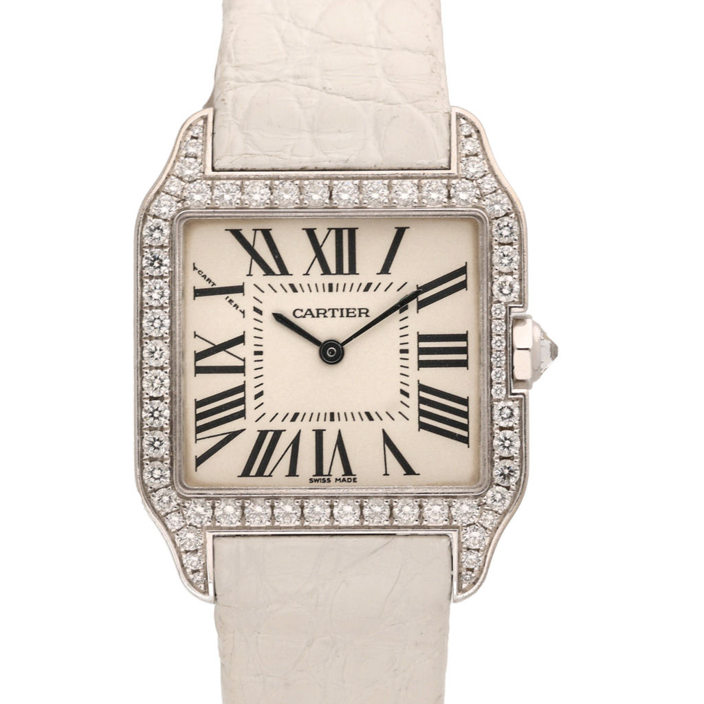 Cartier Santos Dumont 18k White Gold Diamond Set 30 mm  WH100251