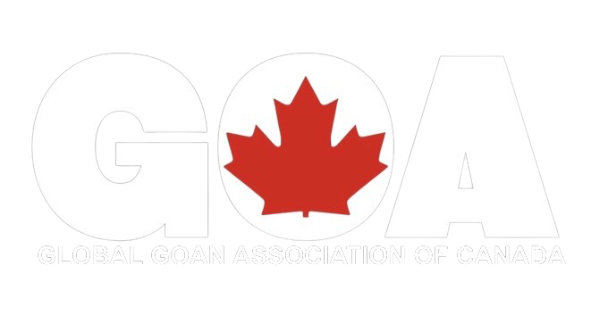 Global Goan Association of Canada Logo. GOA with a red maple leaf in the middle of the letter O.