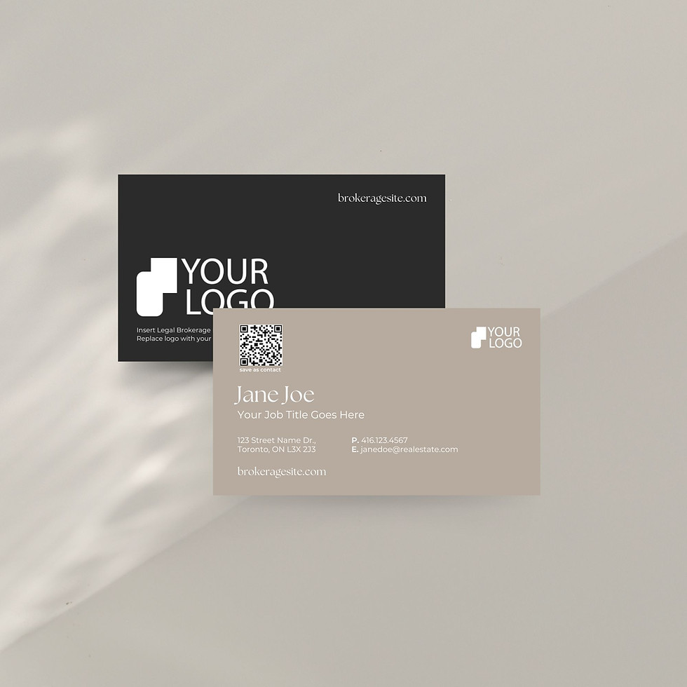 sleek and minimal business card design. Front and back of business card that includes important information for real estate