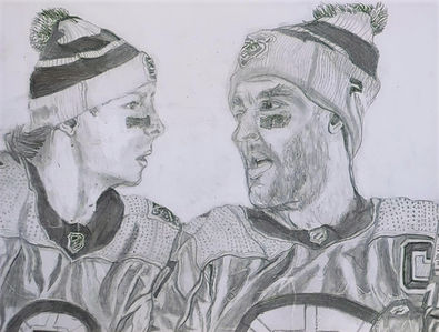 Trent Frederic and Patrice Bergeron