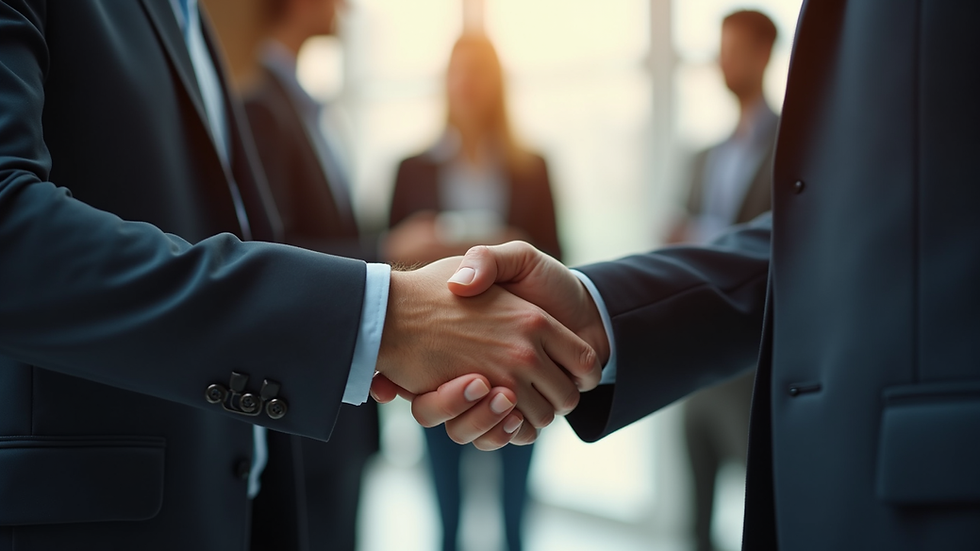 Close-up of a professional shaking hands during a networking event