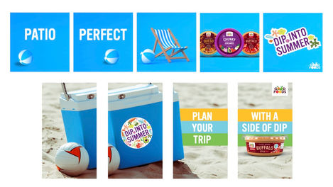 Patio Perfect, with beach ball rolling toward pool chair. Dip into Summer.

Below: Dip into Summer Cooler with test reading: Plan your trip with a side of dip.