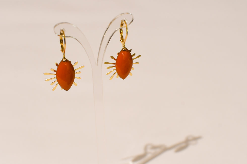 Miniature : Boucles d'oreilles "Soleil" en acier inoxydable doré et émail