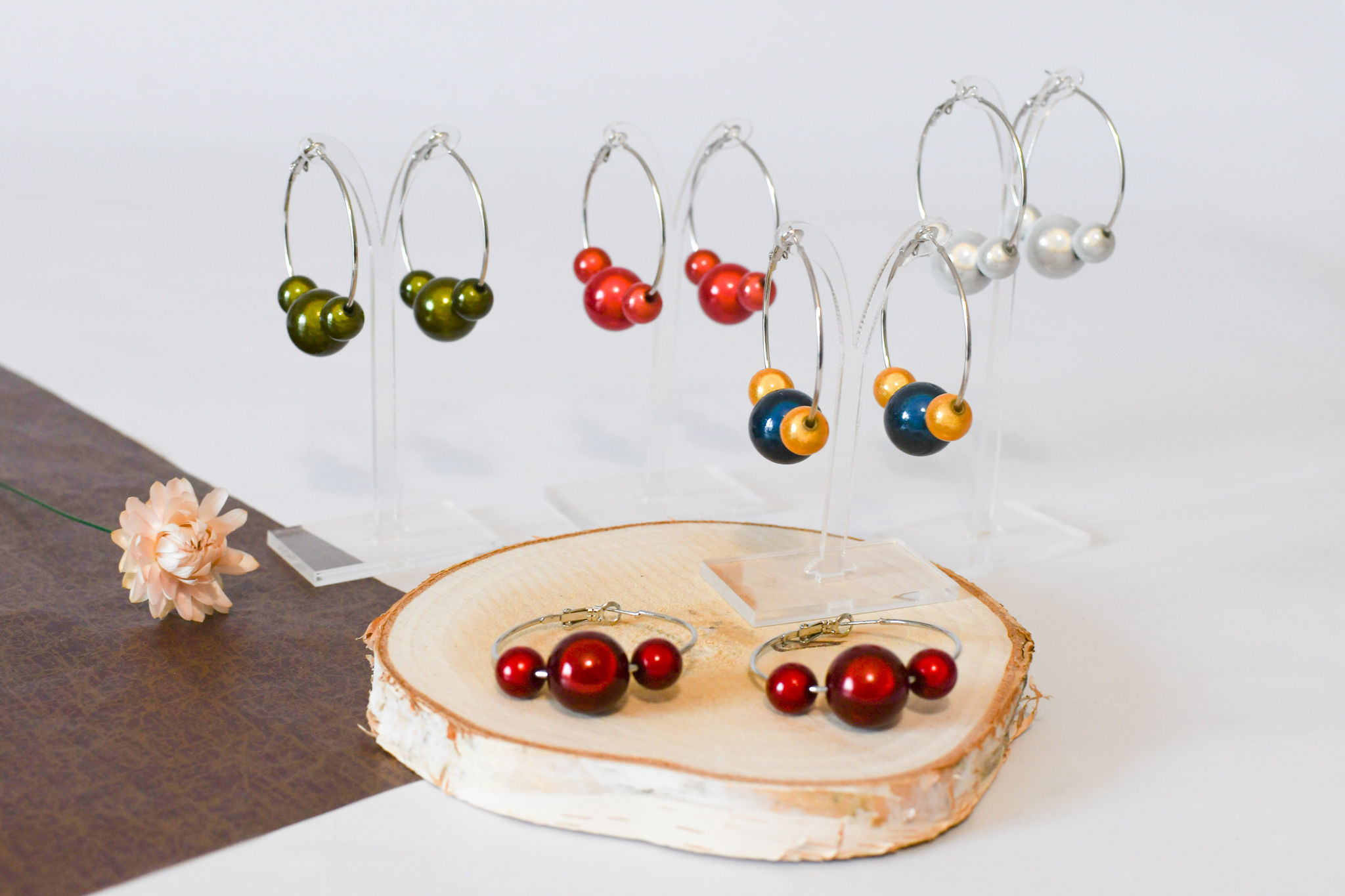 Boucles d'oreilles "Trio", pièces uniques, 48mm