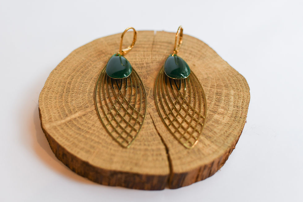 Miniature : Boucles d'oreilles "Grand Pétale" en acier inoxydable doré et émail