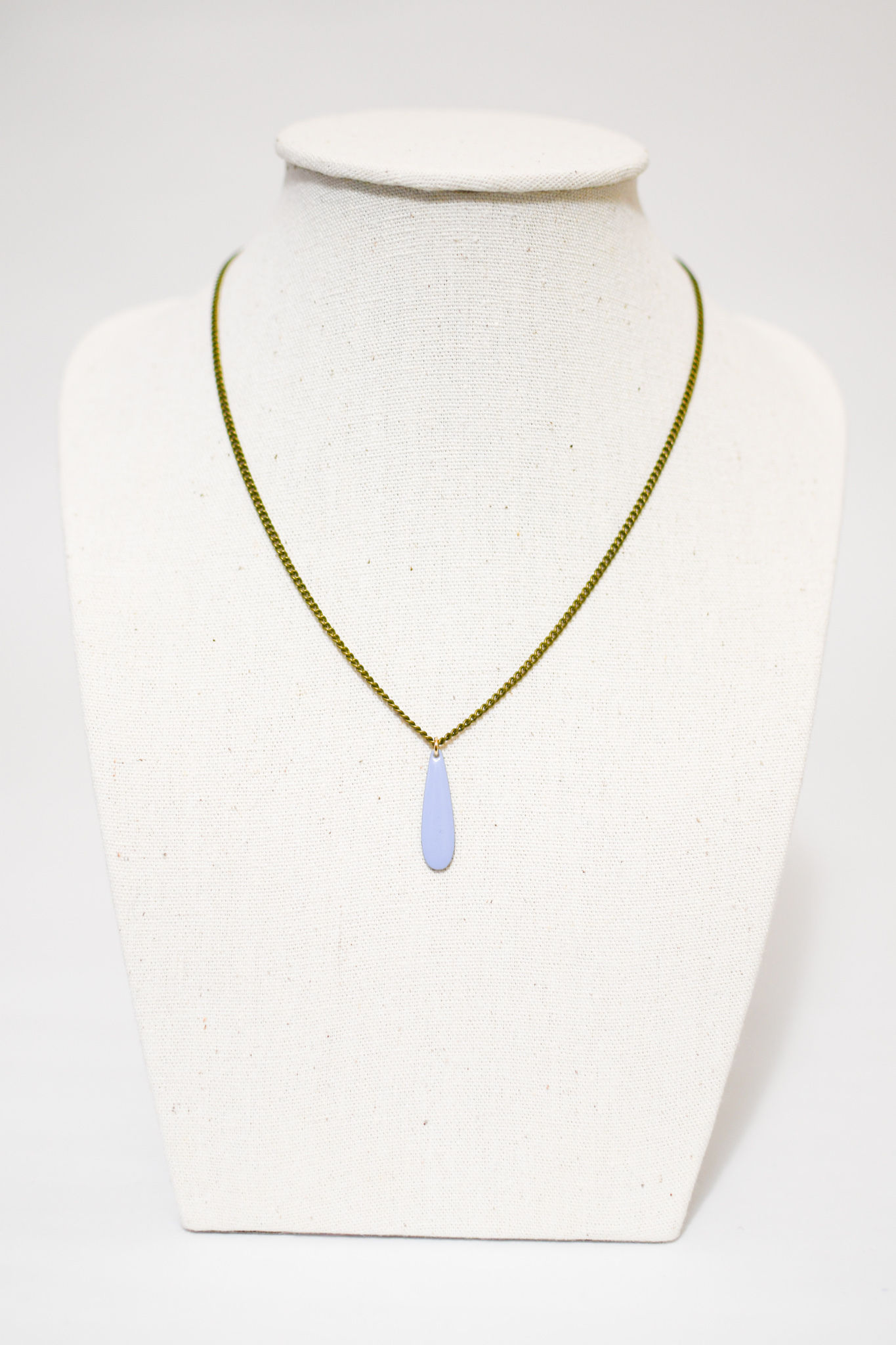 Collier "Goutte d'eau" en laiton, réversible, pièces uniques, 23cm