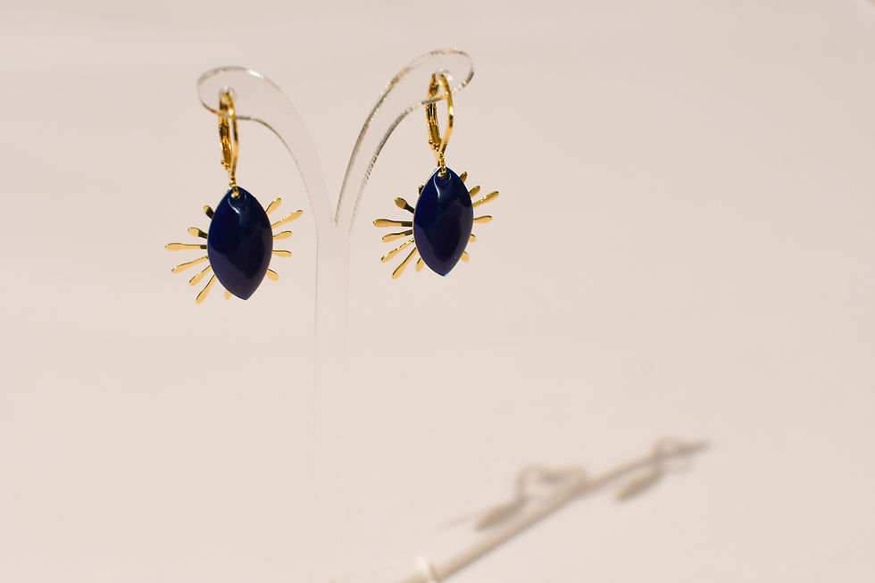 Miniature : Boucles d'oreilles "Soleil" en acier inoxydable doré et émail