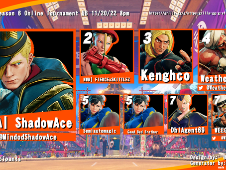 SFV CE Season 6 PC Online Tournament #6 11/20/22 Results