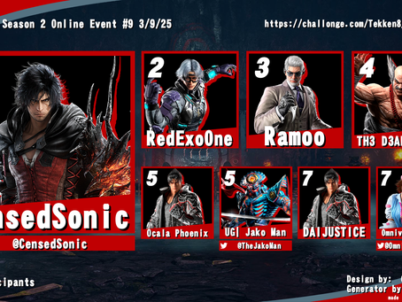 Tekken 8 Season 2 Online Tournament #9 3/9/25 Results