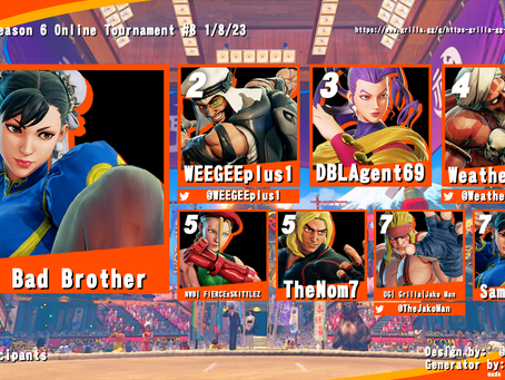 SFV CE Season 6 Online Tournament #8 1/8/23 Results