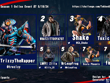 Tekken 8 Season 1 Online Tournament #7 5/19/24 Results