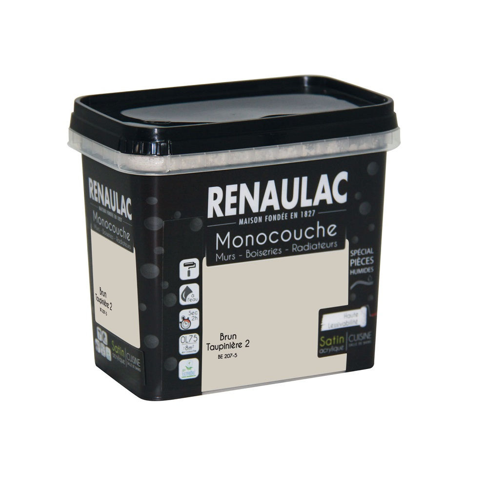 RENAULAC single-coat wall paint for damp rooms, MOLECAKE BROWN - 0.75L