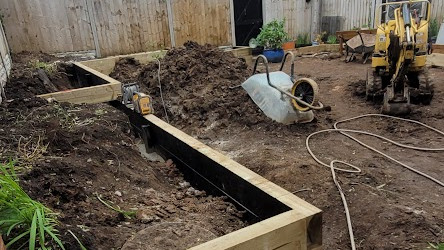 Professional timber sleeper raised planters Redditch Worcestershire - LevelUp Contractors by Biddle