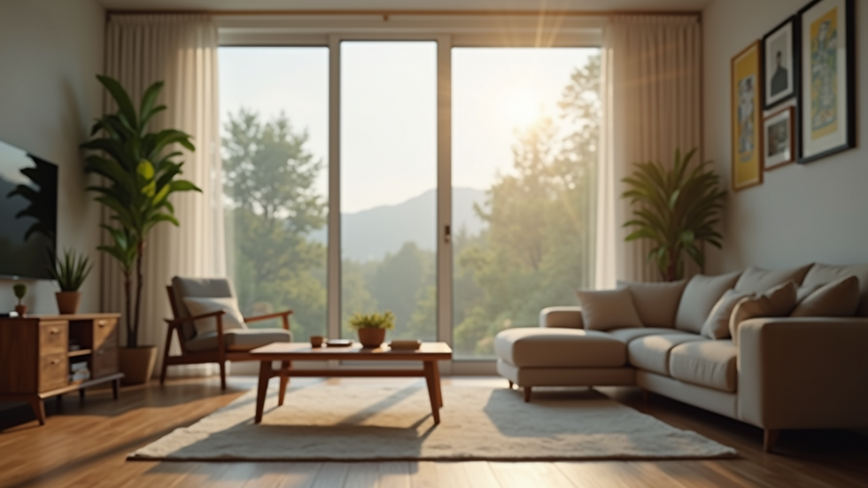 Eye-level view of a home care service setup in a cozy living room