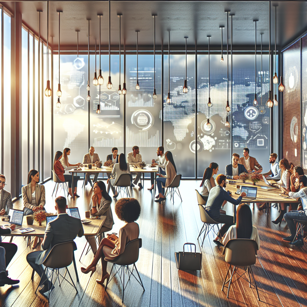 A group of professionals engaging in a discussion at a niche marketing meetup