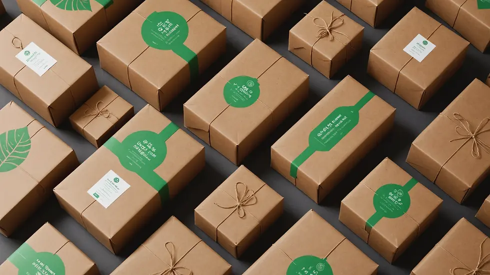 High angle view of eco-friendly packaging options