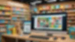 Eye-level view of a computer displaying an online pet store with various product options
