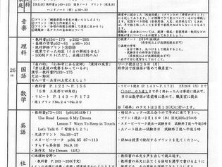 2017年度 西中2年 学年末試験範囲