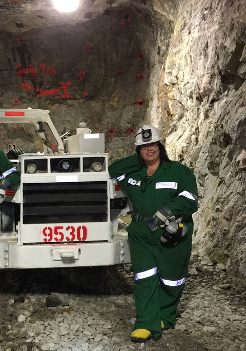 woman in underground mine