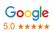5-star reviews on Google