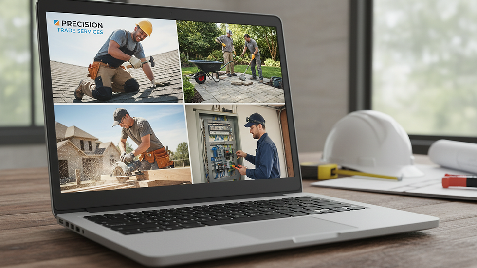 Close-up view of a contractor’s website on a laptop screen
