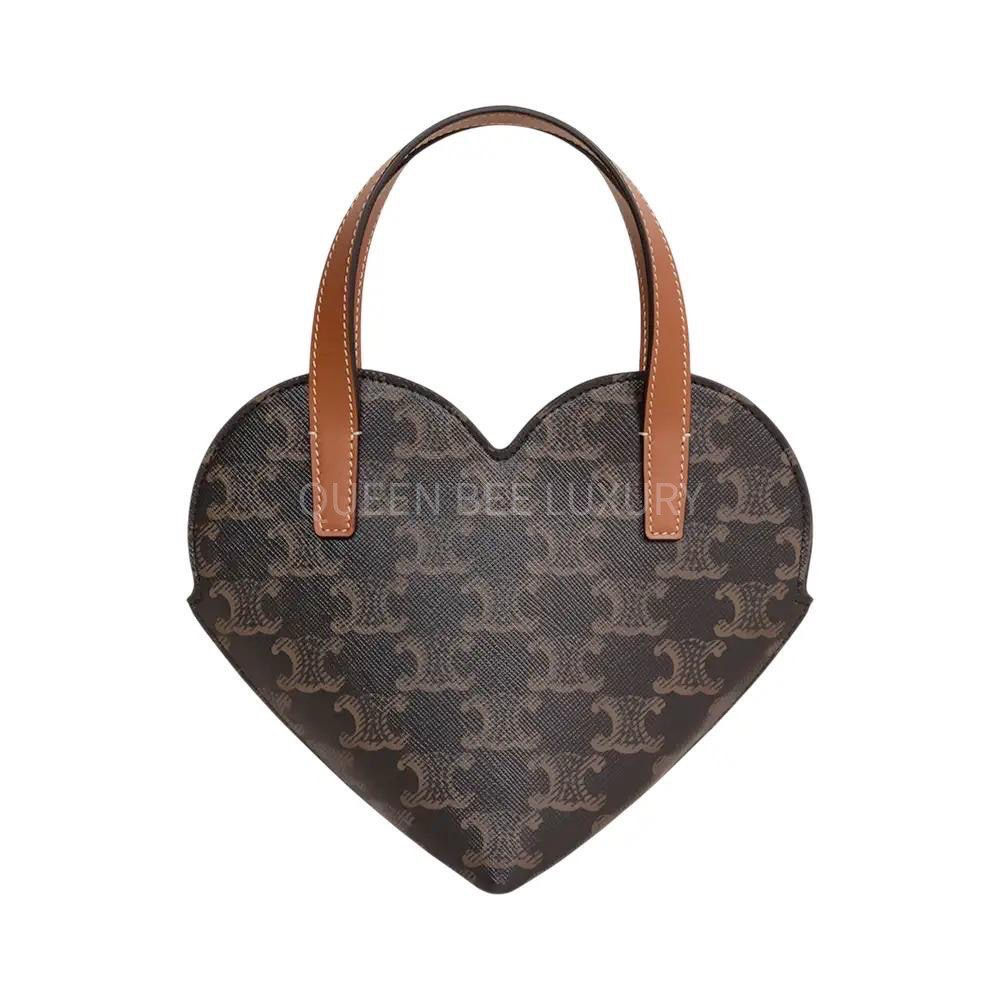 Celine Teen Couer Handbag in Tan Triomphe Canvas