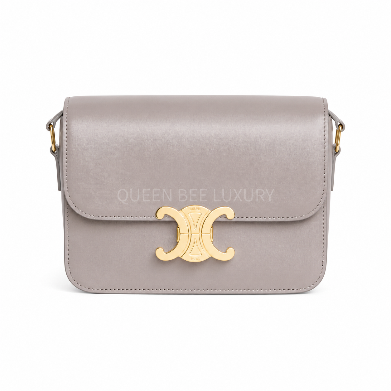 Celine Teen Triomphe Shoulder Bag in Pebble Shiny Calfskin Leather