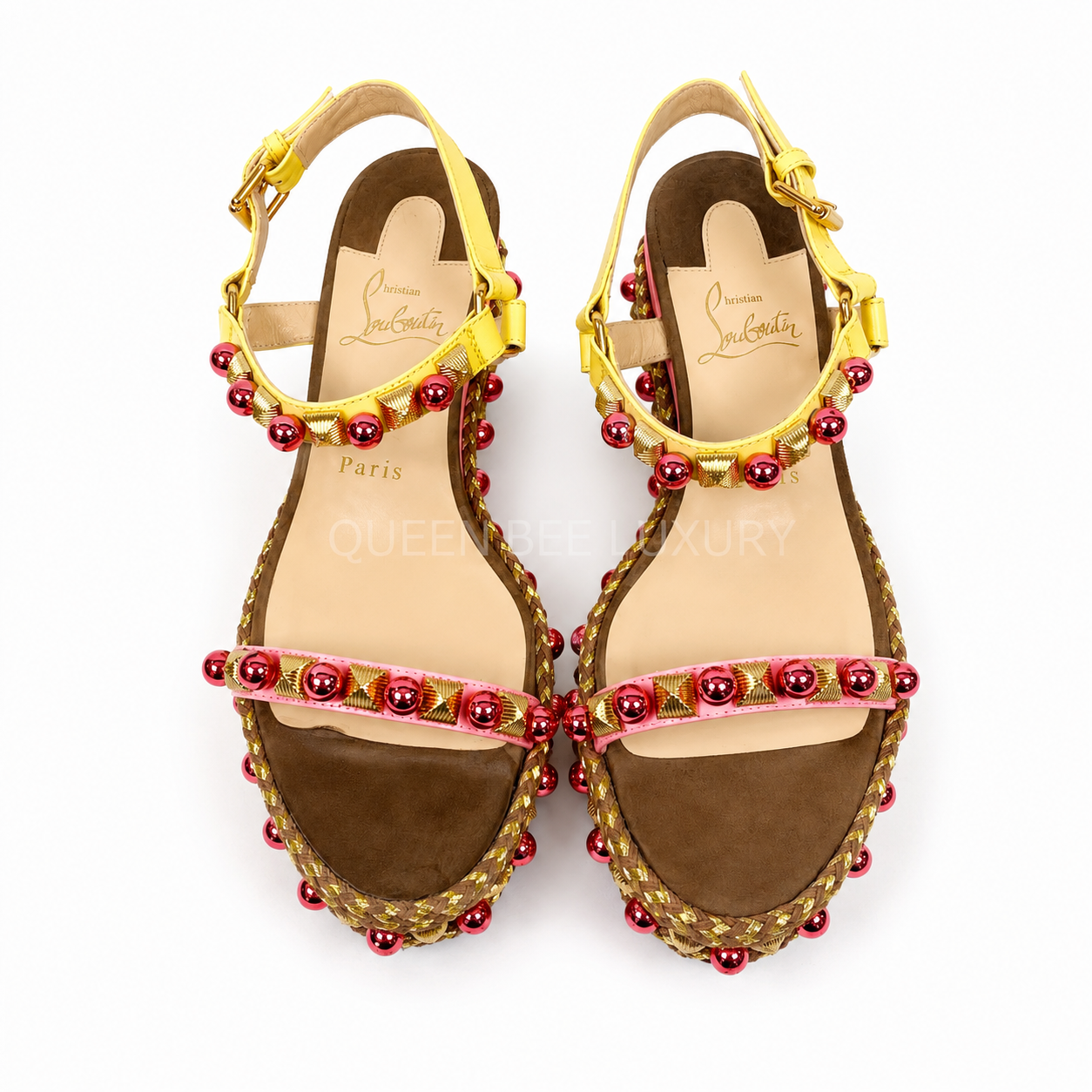 Louboutin Catatonic Patent 60mm Multicolor Sandal Size 38