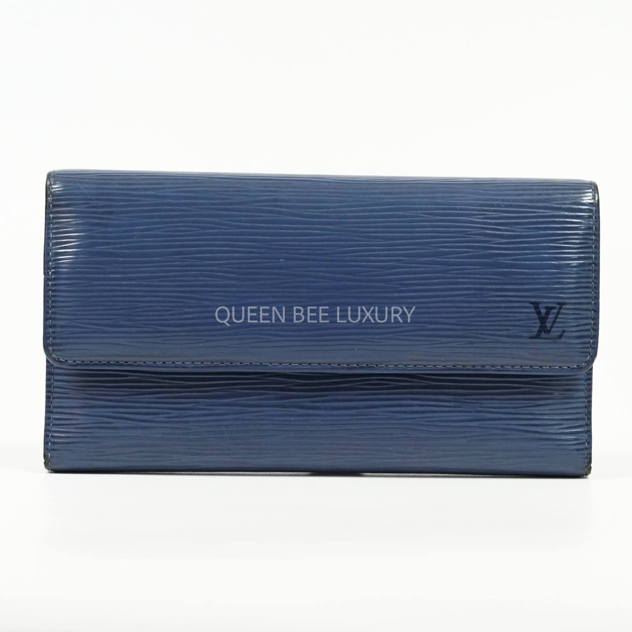 LV Trifold Long Wallet Epi Leather Blue 2011