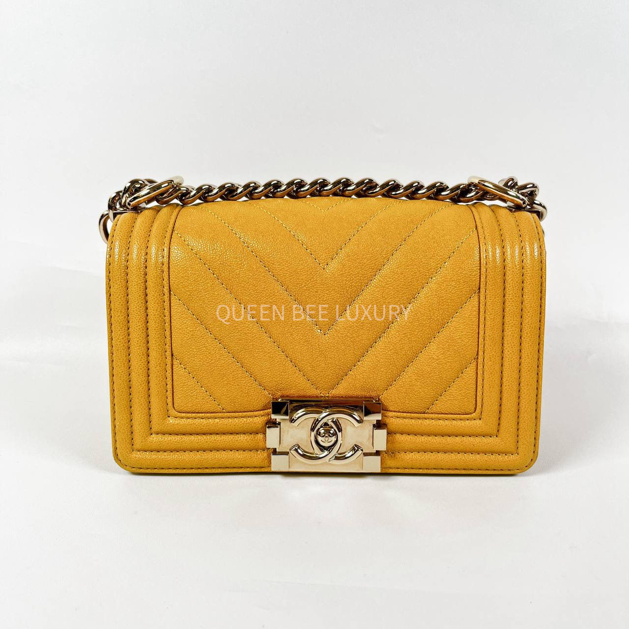 Chanel Boy Chevron Small Caviar Yellow LGHW #28 (2019)