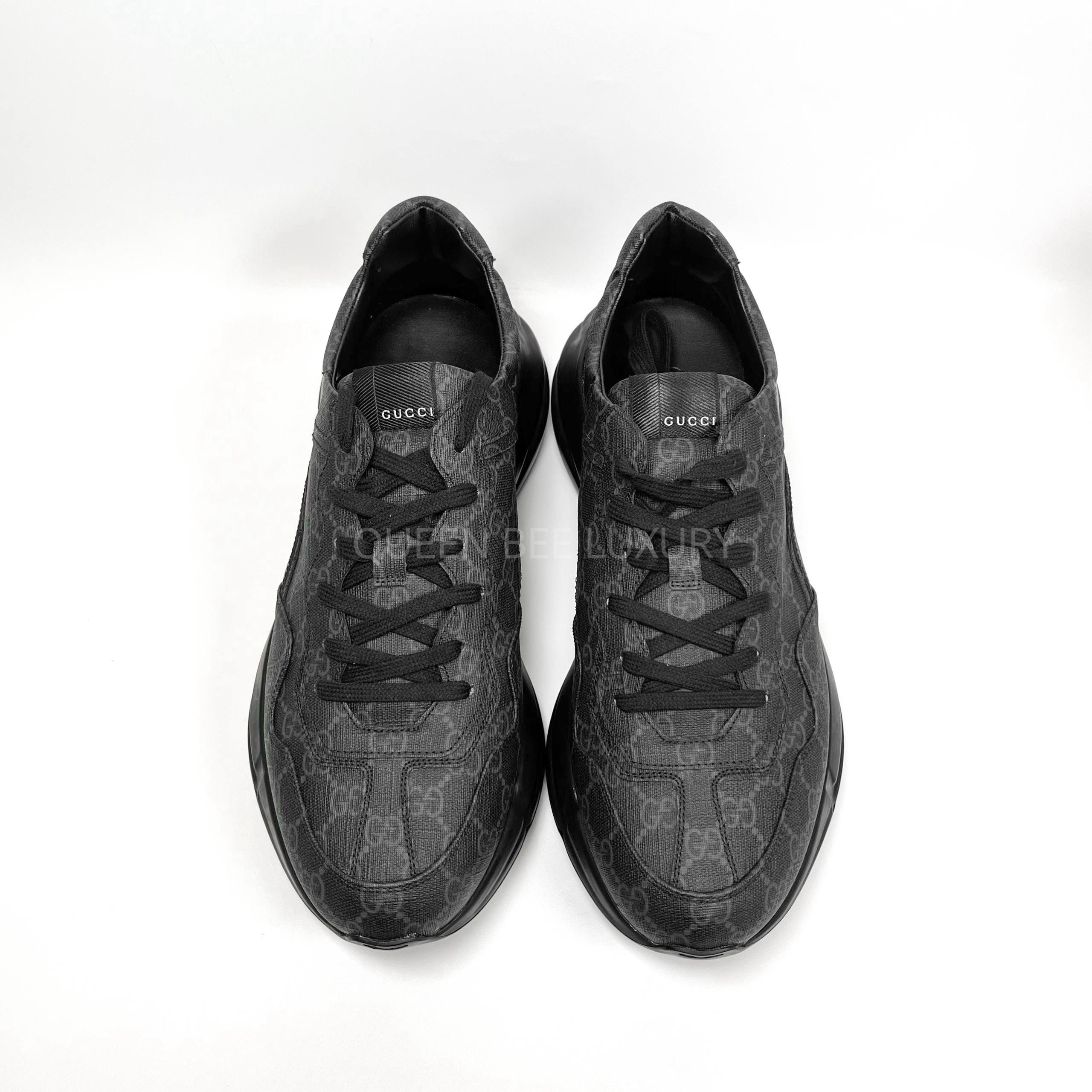 Gucci GG Supreme Canvas Rhyton All Black Size 12