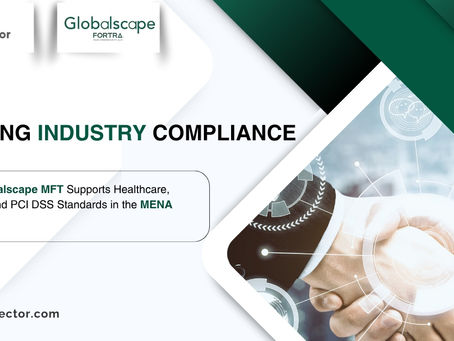 Business handshake with digital overlay representing pci dss compliance for healthcare and finance industries in the MENA region.