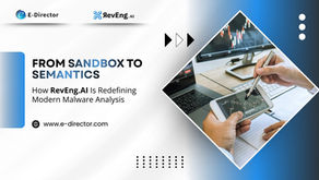Modern malware analysis concept showing professionals reviewing digital charts and code, representing advanced AI-driven malware analysis.