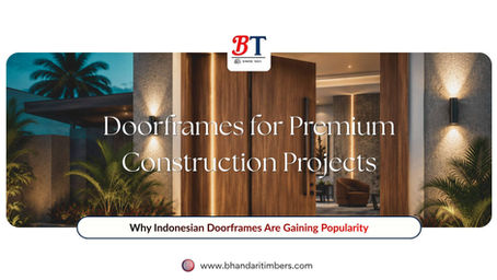 Doorframes for premium construction projects featuring elegant Indonesian wooden entrance doors in a luxury modern villa.
