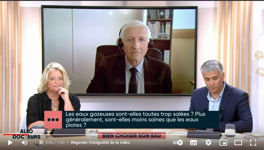 « Toutes les clefs pour choisir l'eau qui vous convient » promet l’émission Allo Docteurs intitulée « Bien choisir son eau » de mai 2020. Alors, les eaux gazeuses sont-elles saines ou bien trop chargées en sodium ? Réponse du Professeur à la faculté de pharmacie de l'Université Paris-Sud puis de Benoît Saint Girons, auteur du livre La qualité de l’eau.