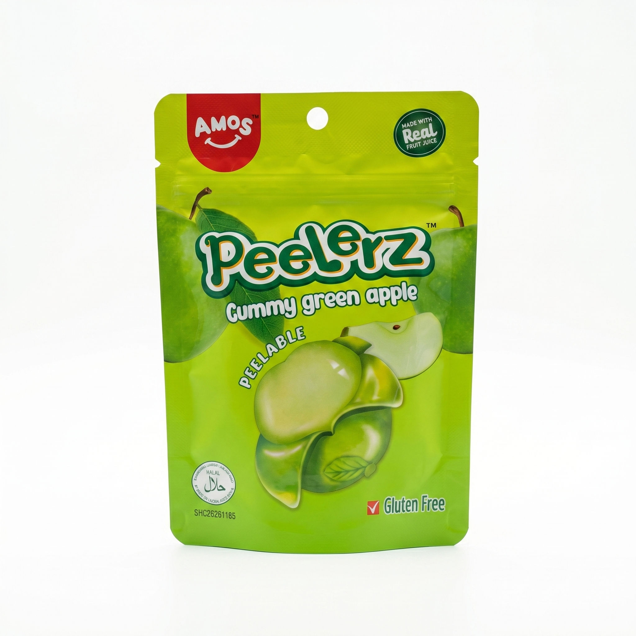Amos Peelerz Soyulabilir Yeşil Elma Aromalı Yumuşak Şeker (Gummy Green Appl