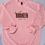 Thumbnail: BUILT FROM BROKEN SWEATSHIRT — Pink with Brown Lettering (Micah 7:8)