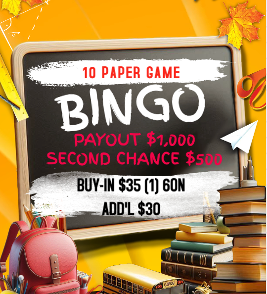 Friday 10 Paper Game Second Chance Bingo