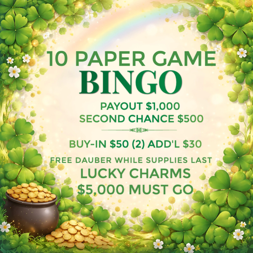 Tuesday 10 Paper Game Second Chance Bingo
