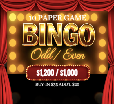 Tuesday 10 Paper Game Odd/Even Bingo