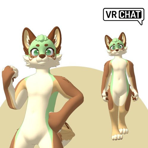 3D VRChat Avatar - Mintpaw Choco, The Sweet Pastel Fox Companion