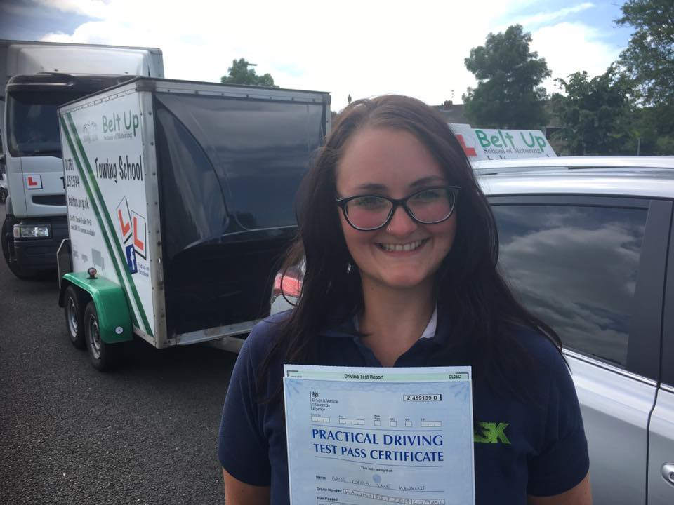 Car and trailer test pass with Belt Up School of Motoring