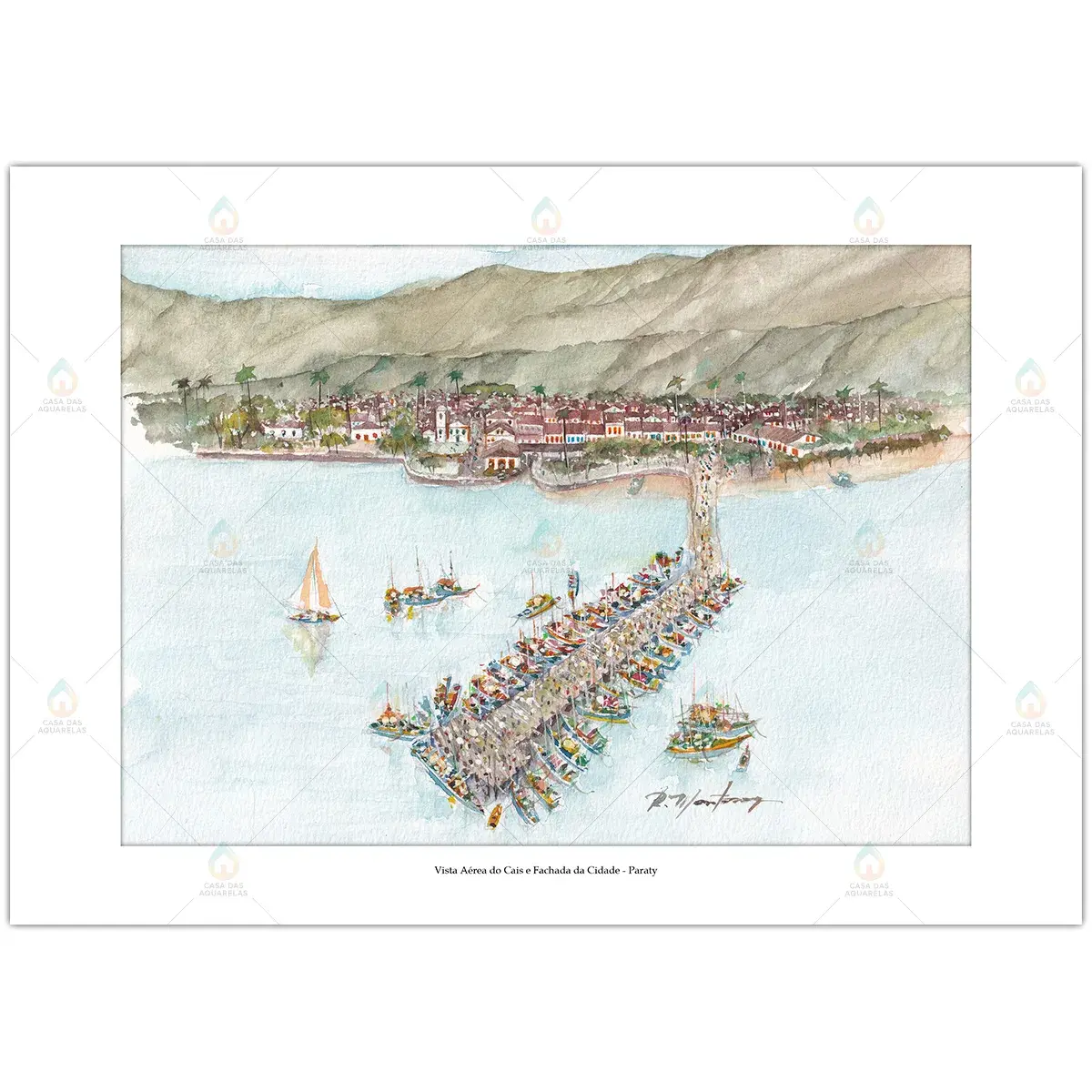 Vista Aérea do Cais e Fachada da Cidade - Paraty