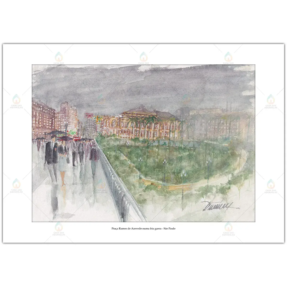 Praça Ramos de Azevedo numa fria garoa - São Paulo