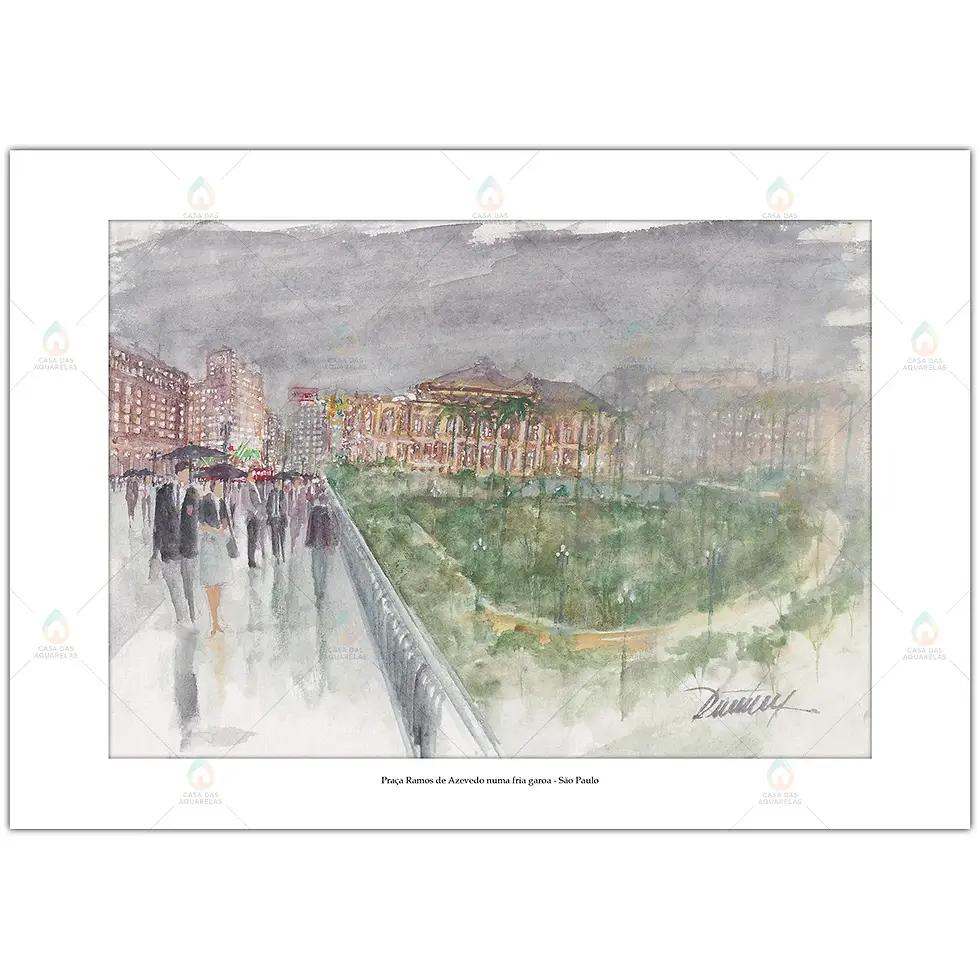 Miniatura: Praça Ramos de Azevedo numa fria garoa - São Paulo