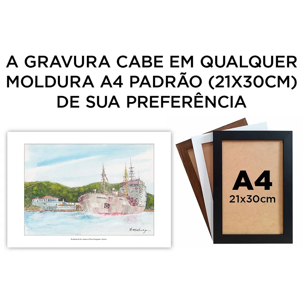 Miniatura: Fortaleza de Sto. Amaro e Navio Cargueiro - Santos