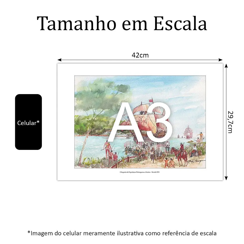 Miniatura: Chegada da Expedição Portuguesa a Santos - Século XVI