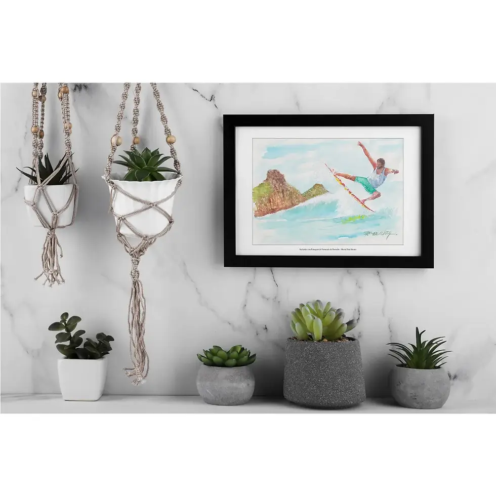 Miniatura: Surfando com Paisagem de Fernando de Noronha - Morro Dois Irmãos