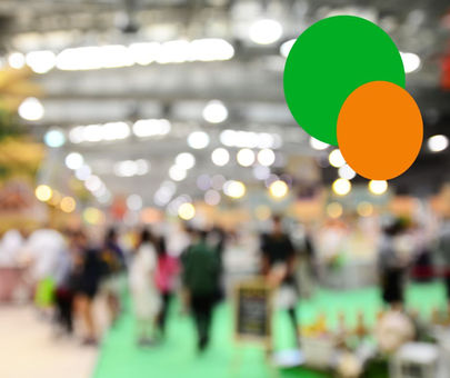Out of focus photo of a busy business exhibition